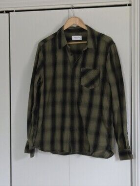 Ovadia & Sons Olive Green Plaid Long-Sleeve Shirt